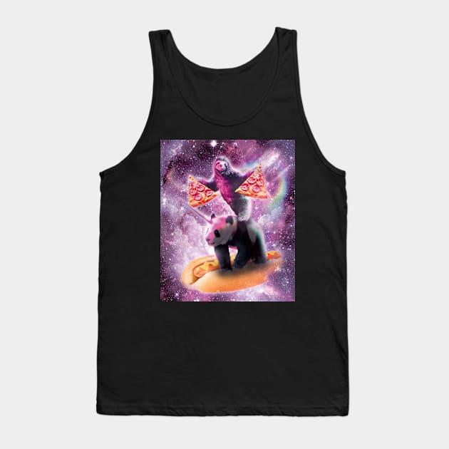 Space Pizza Sloth On Panda Unicorn On Hotdog Tank Top by Random Galaxy